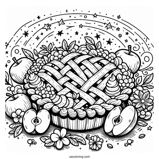 Apple Pie Coloring Page For Kids