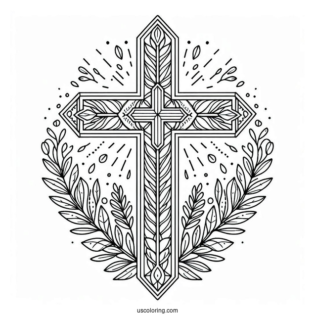 Easy Cross Coloring Page For Kids