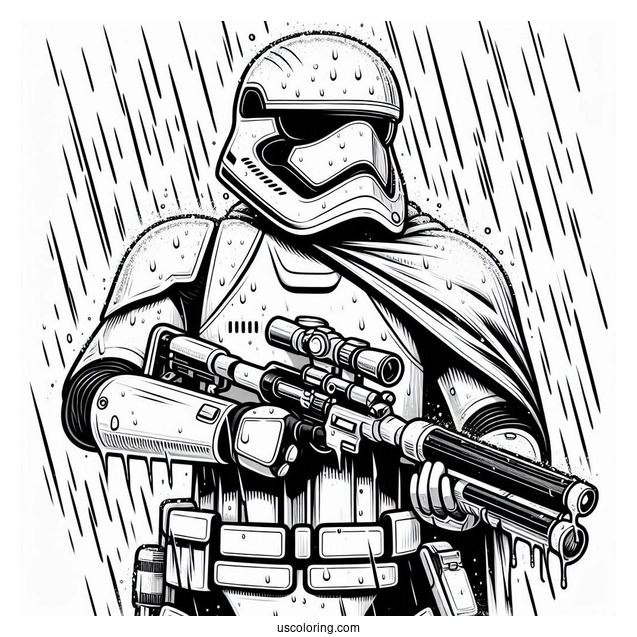 Snowtrooper Coloring Page Holding Blaster In The Rain