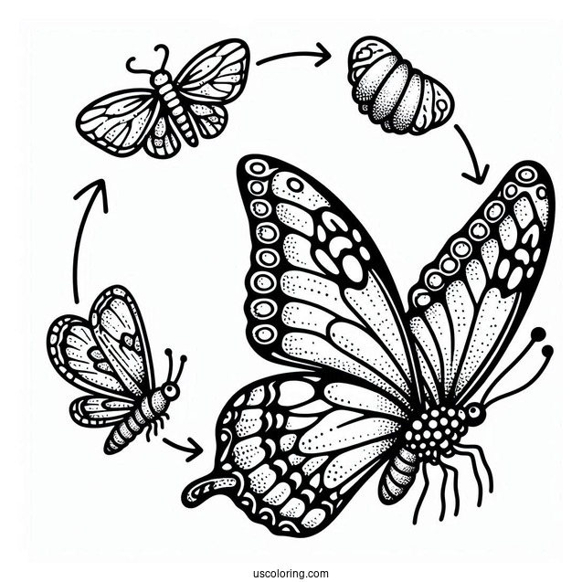 Comprehensive Butterfly Coloring Page Life Cycle