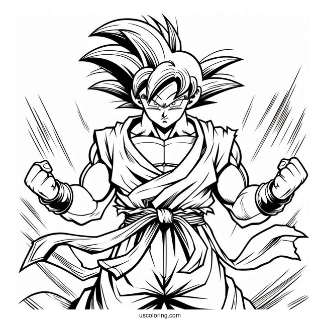 Super Saiyan Goku Coloring Page For Kids
