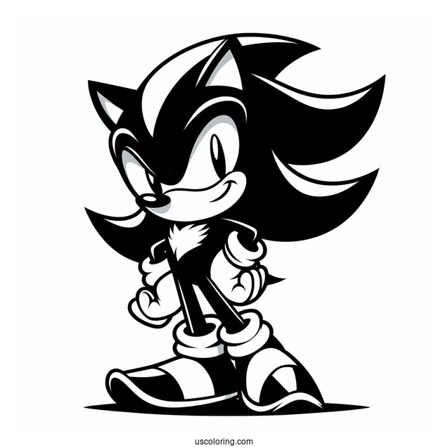 Shadow Coloring Page Of The Hedgehog With Hand On Hip