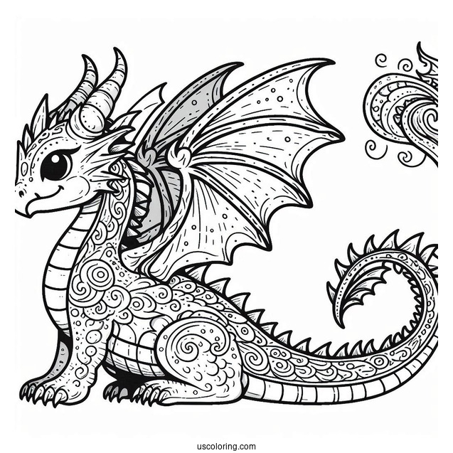 Coloring Page Of a Dragon For Toddlers