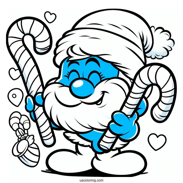Santa Smurf With Christmas Candy Canes