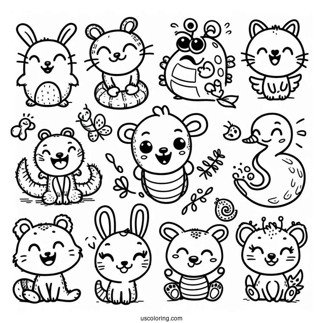 Smiling Critters Coloring Page Logo