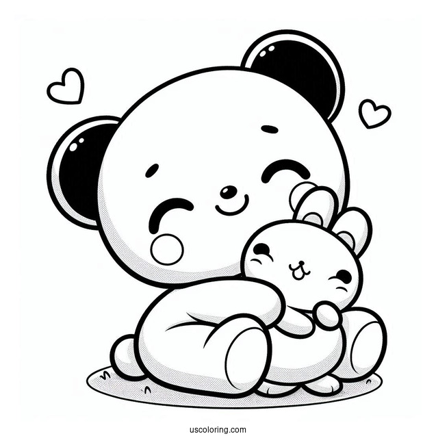 Pochacco Coloring Page Hugging Stuffed Toy For Preschoolers