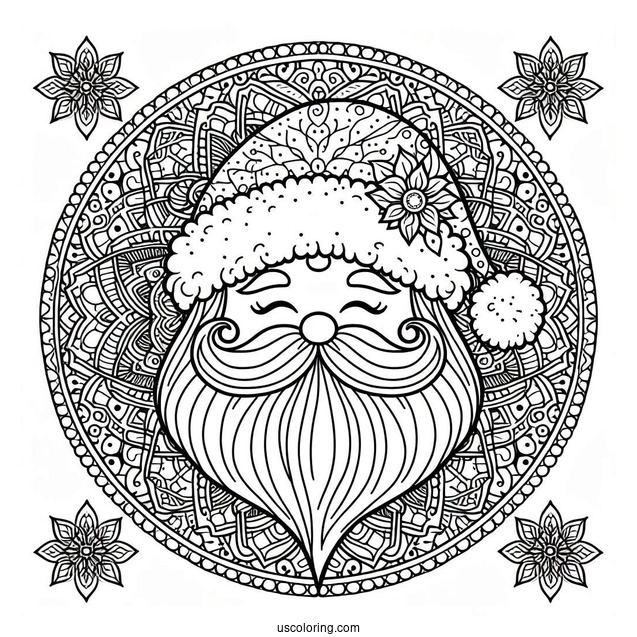 Santa Mandala Coloring Sheet