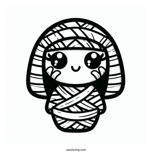Chibi Egyptian Mummy Coloring Page For Preschoolers