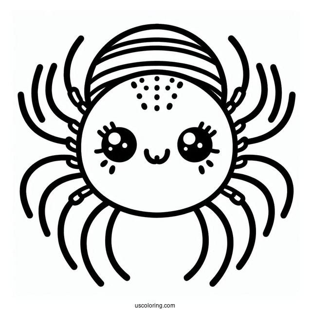 Simple Outline Of Cute Spider For Preschoolers