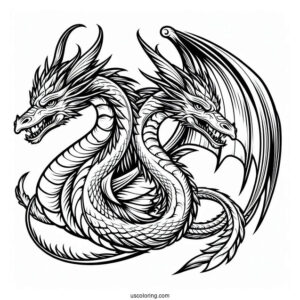 Two Headed Dragon Coloring Sheet