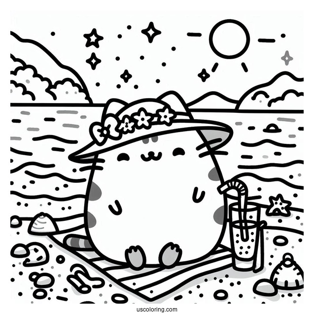 Pusheen At The Beach During Summer