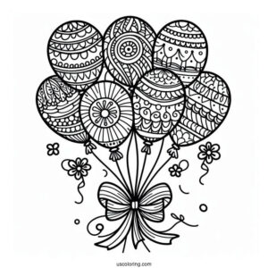Bunch Of Balloons With Patterns And Ribbon