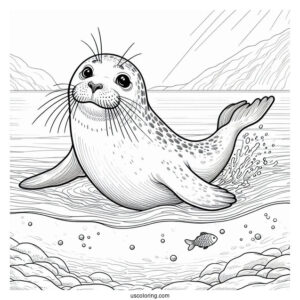 Seal Coloring Page Diving In The Water