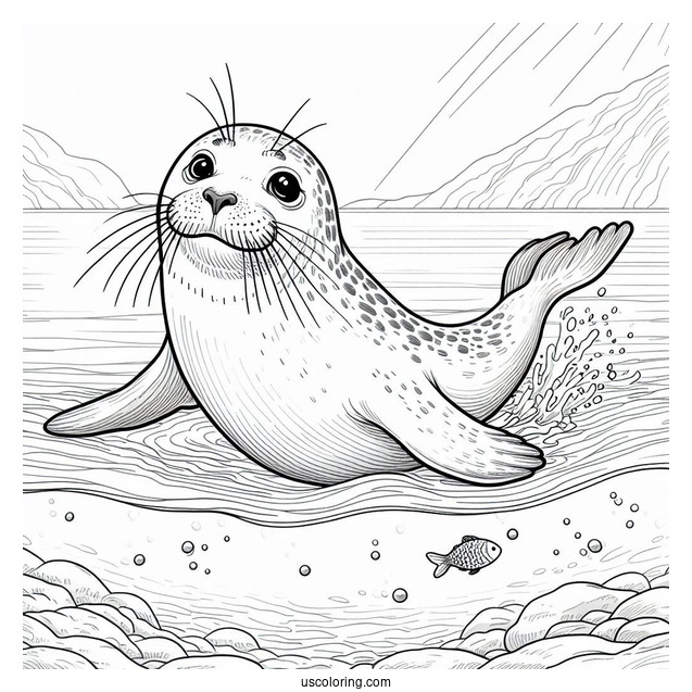 Seal Coloring Page Diving In The Water