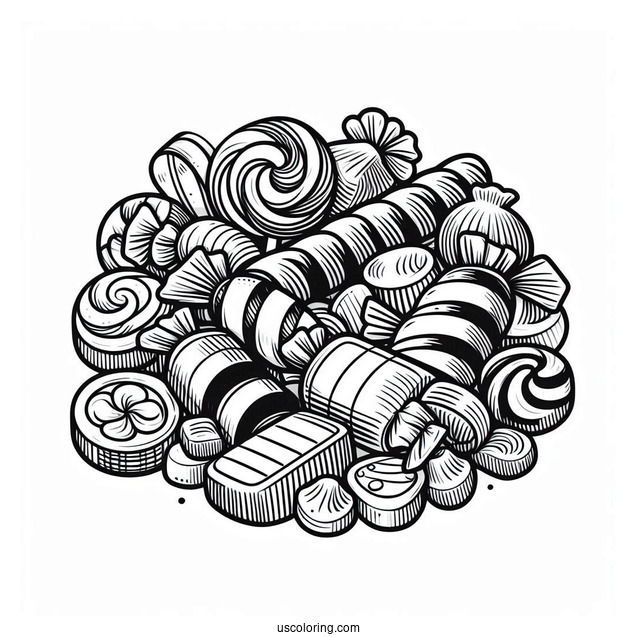Assorted Licorice Coloring Page