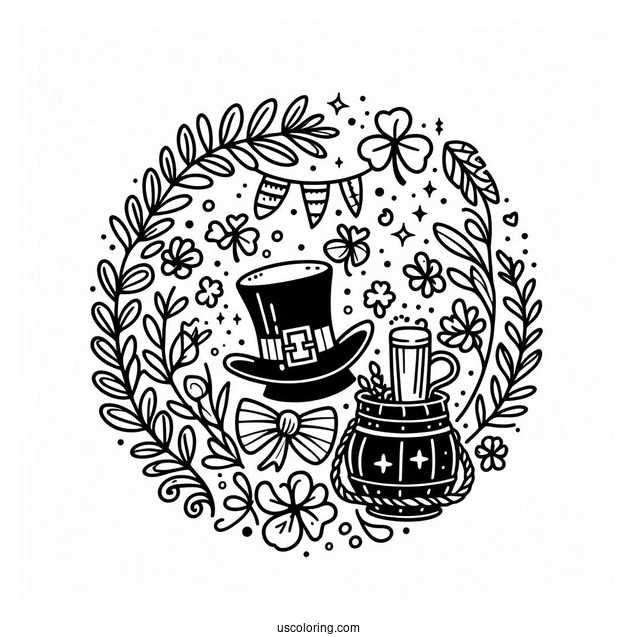 Celebratory Happy St Patrick_s Day Coloring Page