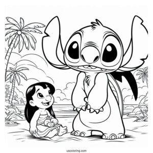 Lilo & Stitch Coloring Page Of Simple Nani Pelekai For Kids