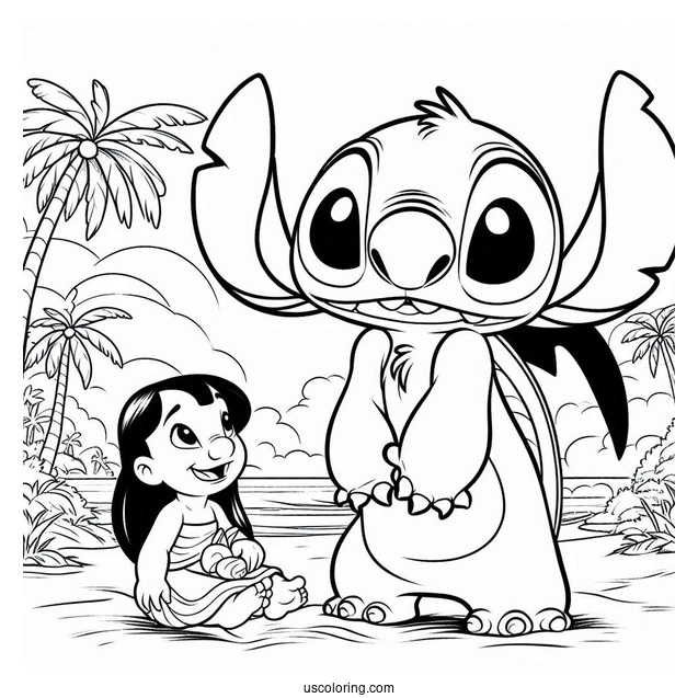 Lilo & Stitch Coloring Page Of Simple Nani Pelekai For Kids