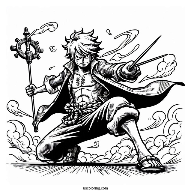 One Piece Coloring Page Of Old Sabo In Fighting Stance