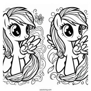 Easy Rainbow Dash With Pinkie Pie Coloring Page For Kids