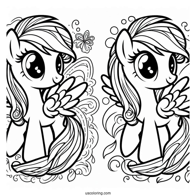 Easy Rainbow Dash With Pinkie Pie Coloring Page For Kids
