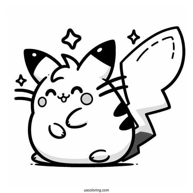 Pikachu Pusheen Pokemon Coloring Page