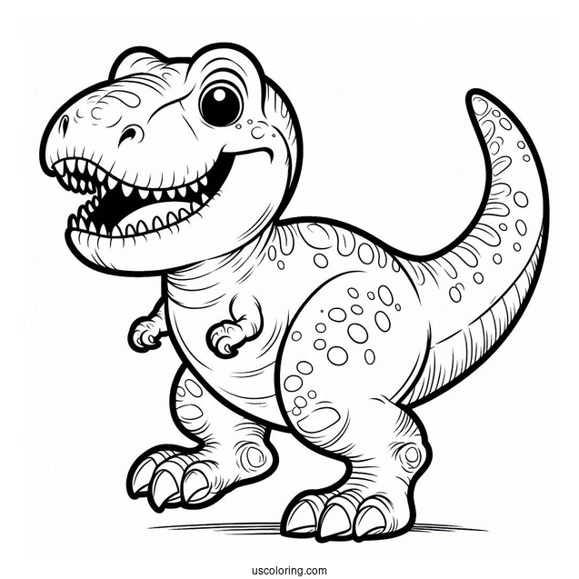 Smiling Tyrannosaurus Rex Coloring Page