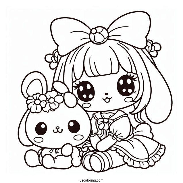 Sweet Pochacco And Pochamii Coloring Page For Kids