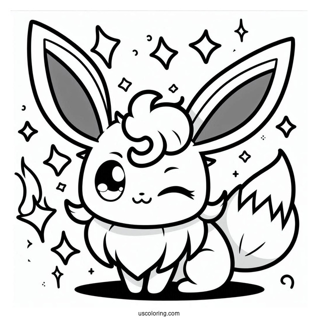 Kawaii Sylveon Coloring Page Winking For Preschoolers