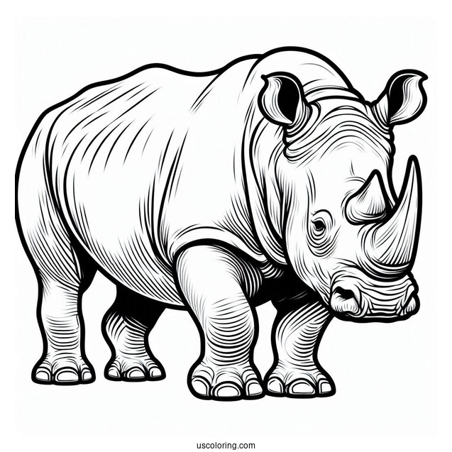 Simple Outline Of a Rhino To Color