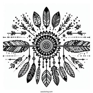 Native American Coloring Page Tribal Print