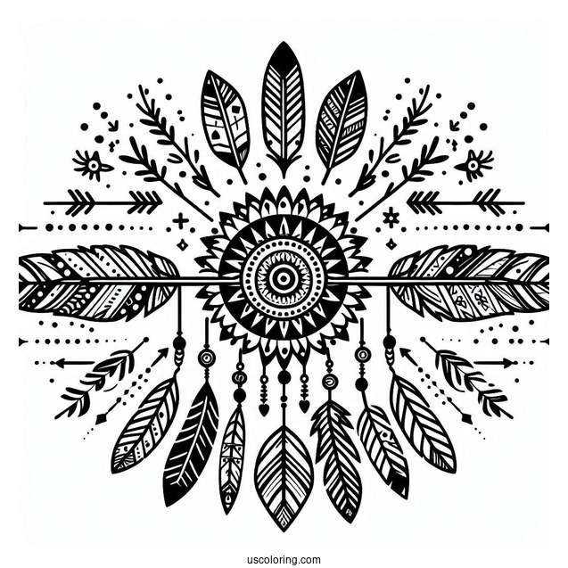 Native American Coloring Page Tribal Print