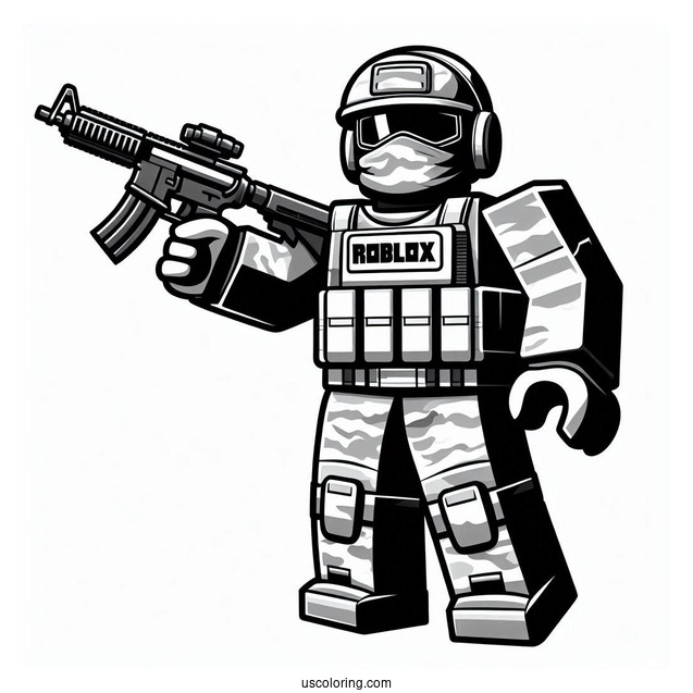 Roblox Soldier Coloring Page With Gun