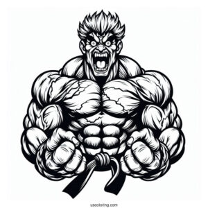 Scary Street Fighter Coloring Page Of Akuma