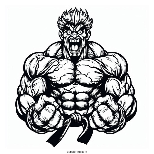 Scary Street Fighter Coloring Page Of Akuma