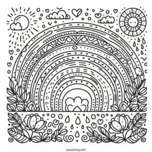 Beautiful Rainbow Coloring Sheet For Kids