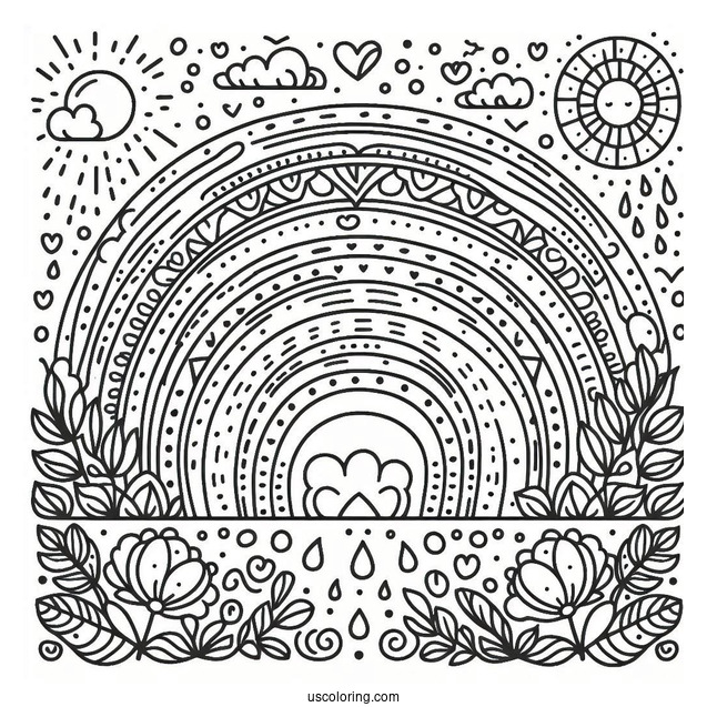 Beautiful Rainbow Coloring Sheet For Kids
