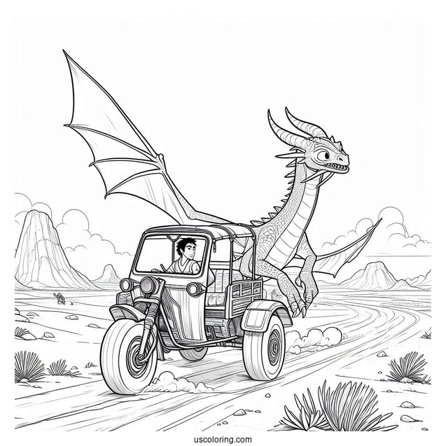 Raya And The Last Dragon Coloring Page Riding Tuk Tuk In The Desert