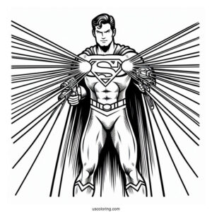 Superman With Laser Beams Coloring Page