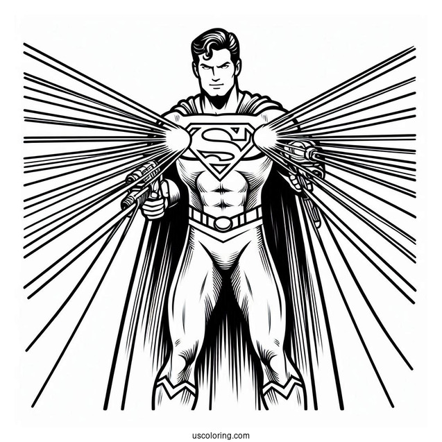 Superman With Laser Beams Coloring Page