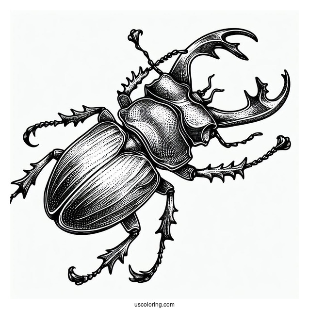 Stag Beetle Coloring Page With Textured Exoskeleton