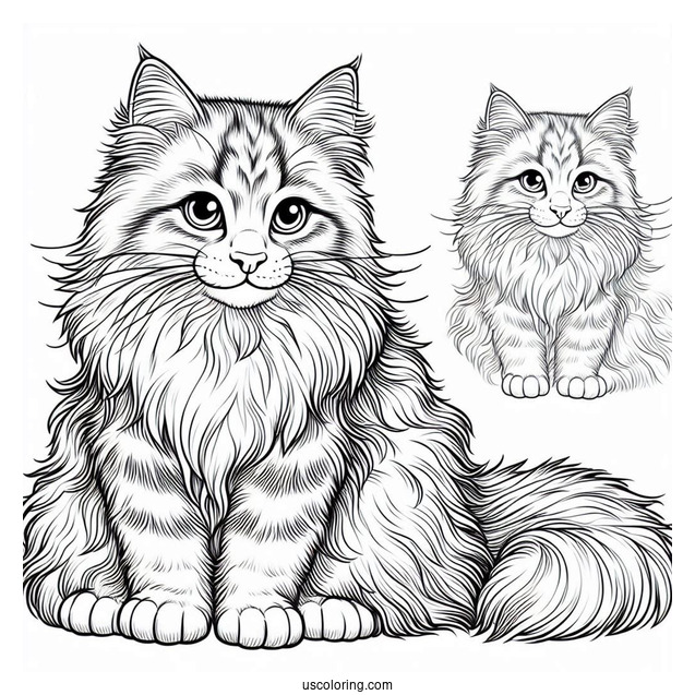 Norwegian Forest Cat Coloring Sheet