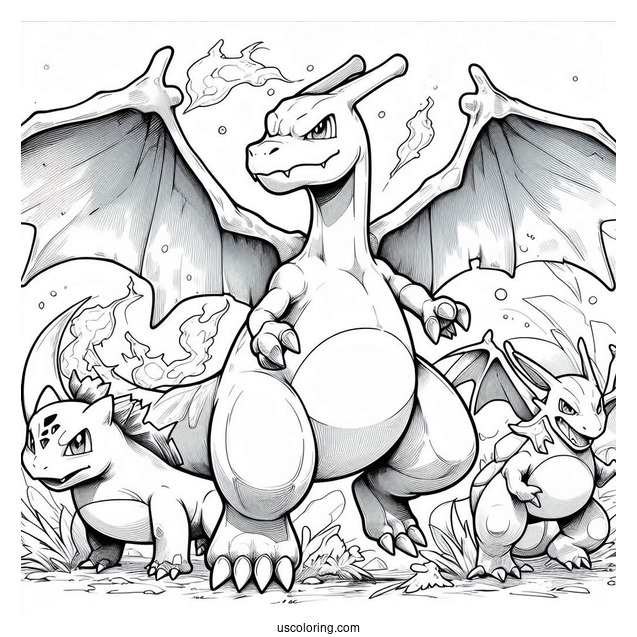 Charizard With Blastoise And Venosaur