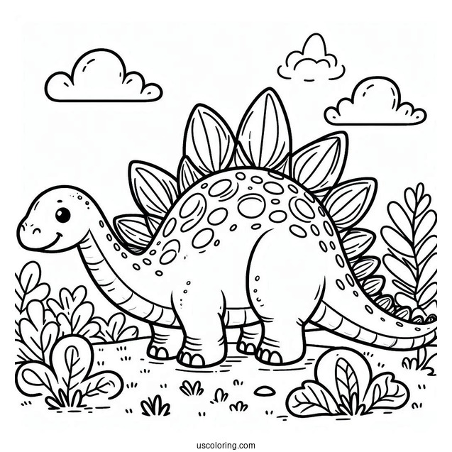 Cartoon Stegosaurus Coloring Page