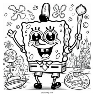 Happy SpongeBob Coloring Page