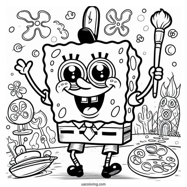Happy SpongeBob Coloring Page