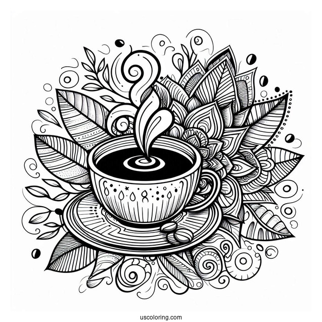Easy Coffee Coloring Pages Of Mandala