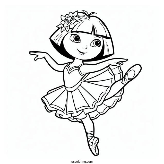 Dora As a Ballerina Coloring Page