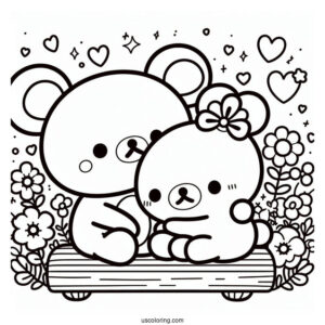 Kiiroitori, Rilakkuma Coloring Page And Chairoikaguma Hugging Rilakkuma