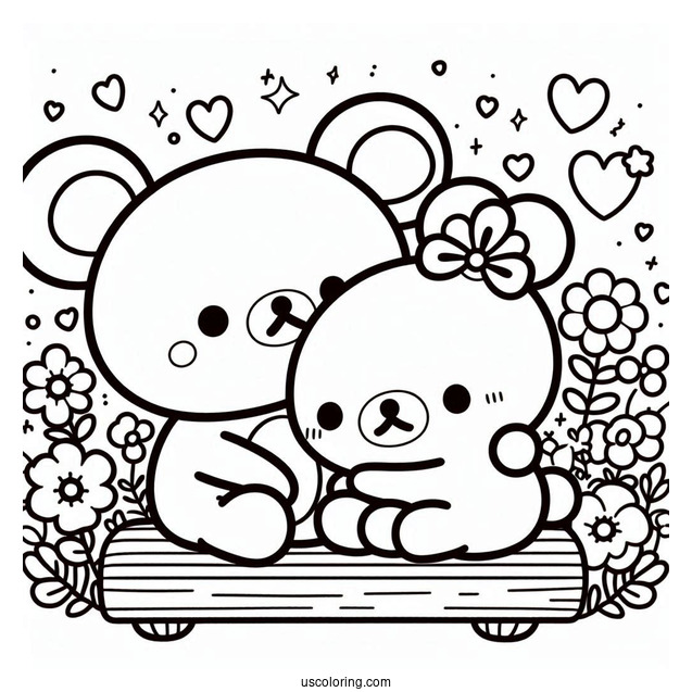 Kiiroitori, Rilakkuma Coloring Page And Chairoikaguma Hugging Rilakkuma